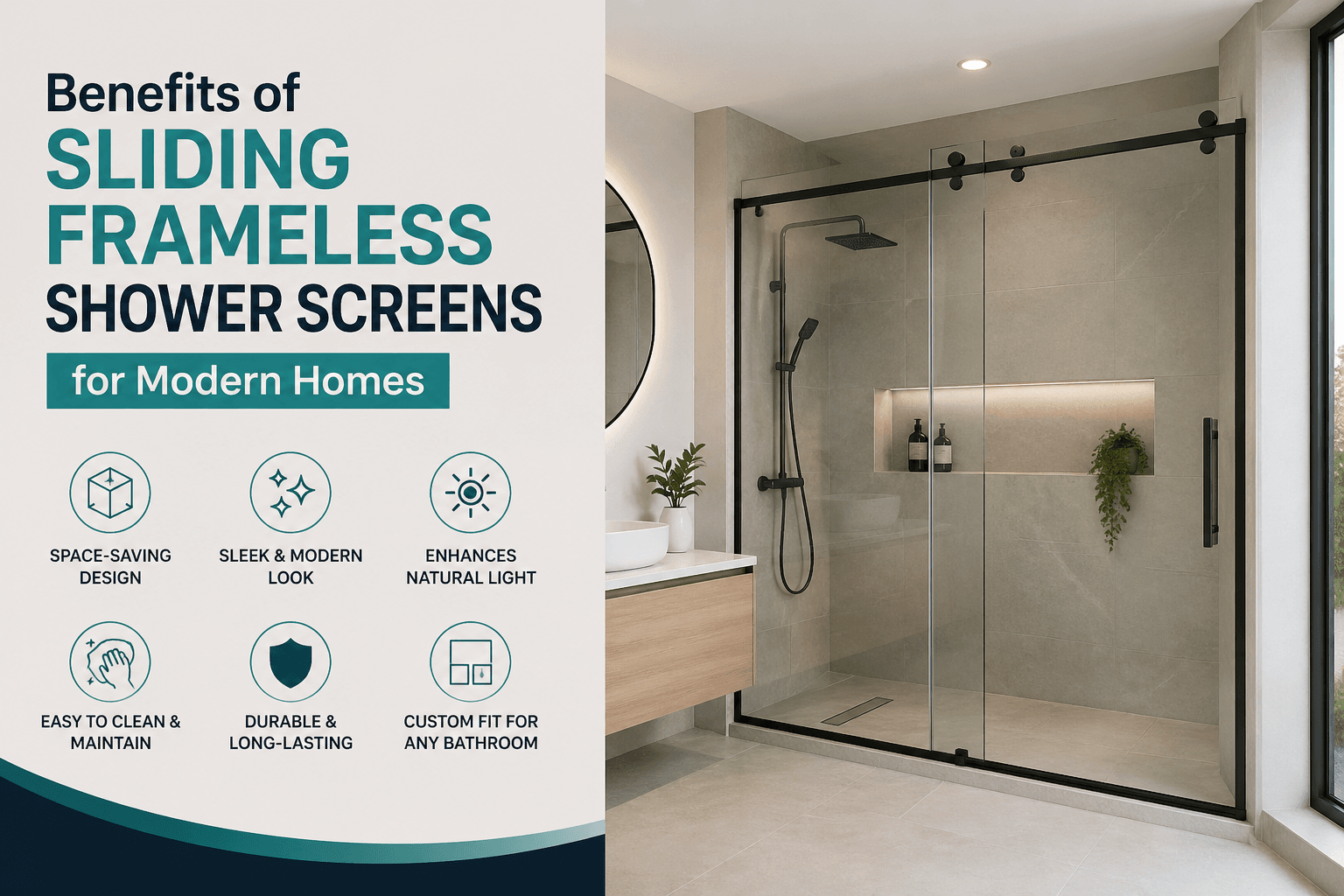 Sliding Frameless Shower Screens